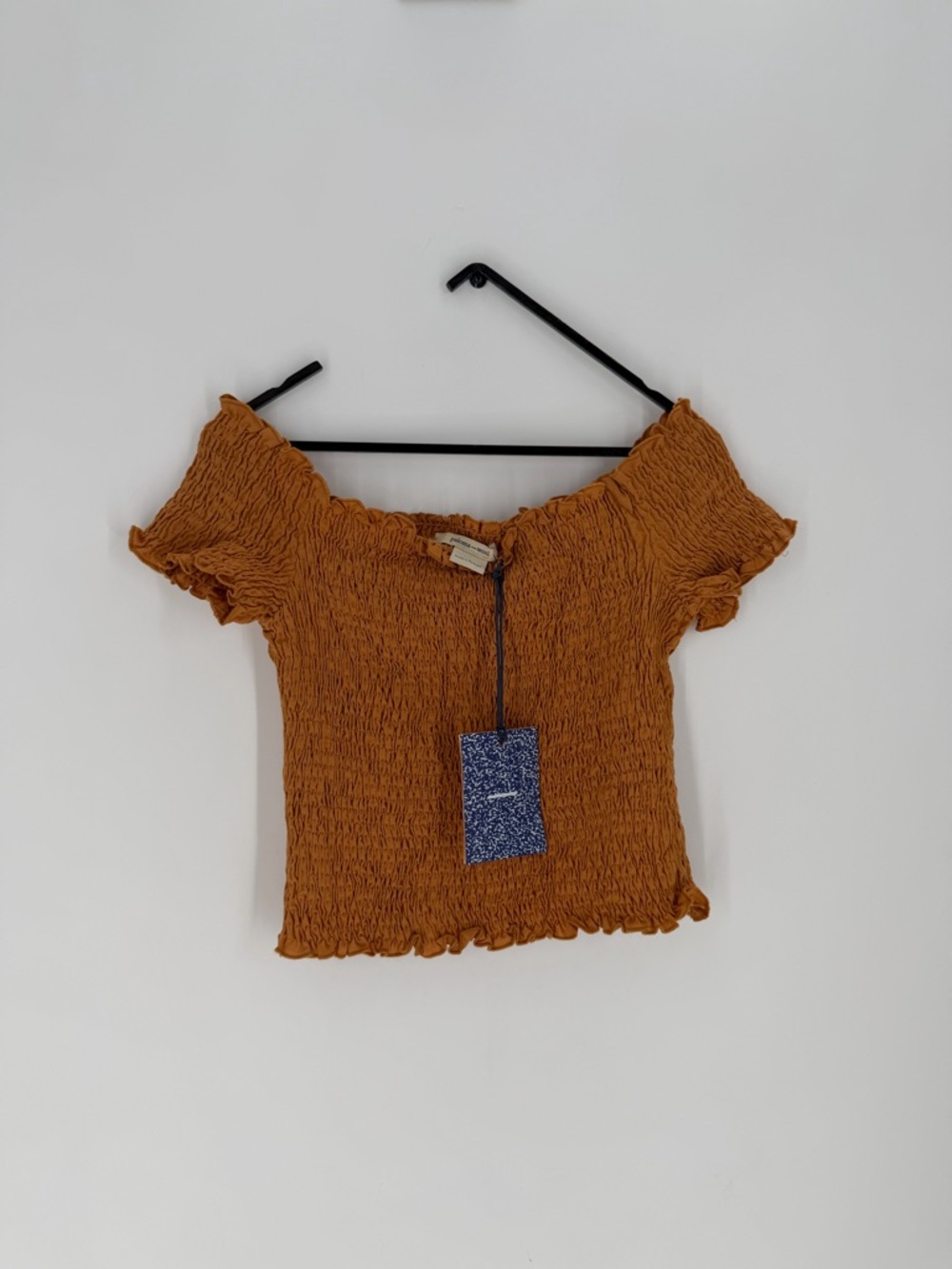 Paloma Wool Hopper Smocked Wide Neckline Top In Orange